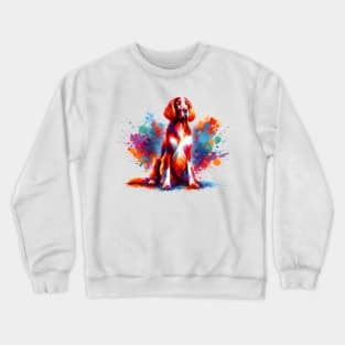 Colorful Irish Red and White Setter Artwork Crewneck Sweatshirt